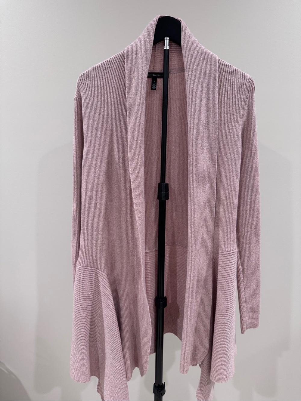 White House Black Market Dusty Pink Open-Front Ribbed Cardigan